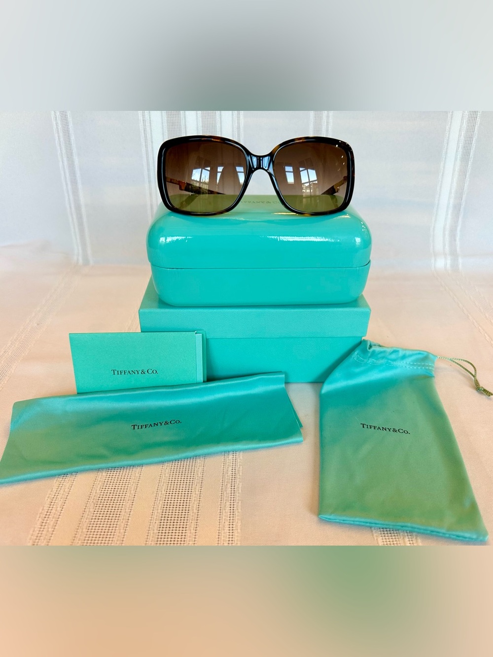 Tiffany & Co. Tortoise Shell Frame Gradient Brown Lenses w Crystals TF-4043-B - Picture 2 of 10